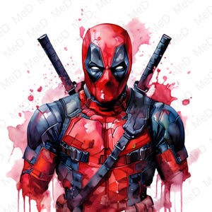 6 PNG D Superheroes, Watercolor and Splash styles, high resolution PNG files for t-shirts, posters, mugs and more, instant download
