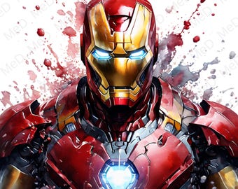 6 PNG Watercolor Superheroes: Splash Art & T-Shirt Designs (Digital Download)