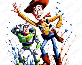 9 png-aquarel cartoonheld: spatkunst voor T-shirts en mokken (digitale download)