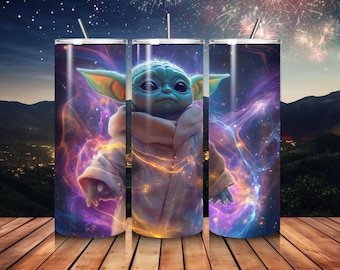 Aquarela Bebê Alienígena 20oz Copo Embrulhado PNG (Download Digital)