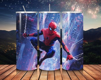 Superhero Tumbler Wrap PNG: Watercolor Splash Design (Digital Download)