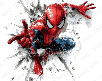 9 PNG Aquarell Superhelden: Splash Art & T-Shirt Designs (Digitaler Download)