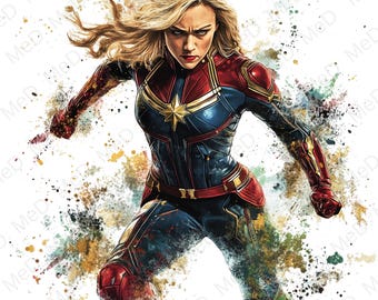 9 PNG Watercolor Superheroes: Splash Art & T-Shirt Designs (Digital Download)