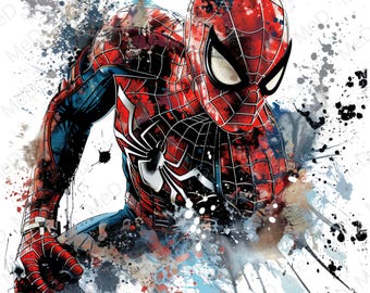 9 PNG Watercolor Superheroes: Splash Art & T-Shirt Designs (Digital Download)