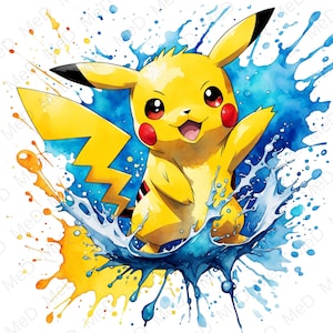 Watercolor Cartoon Hero PNG: Splash Art (Digital Download)