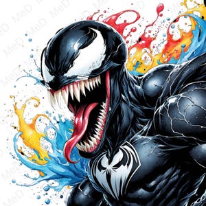 6 super-heróis PNG, estilos de aquarela e respingos, arquivos PNG de alta resolução para camisetas, pôsteres, canecas e muito mais, download instantâneo