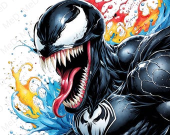 6 PNG Aquarell Superhelden: Splash Art & T-Shirt Designs (Digitaler Download)