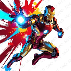9 PNG  Superheroes, Watercolor and Splash styles, high resolution PNG files for t-shirts, posters, mugs and more, instant download