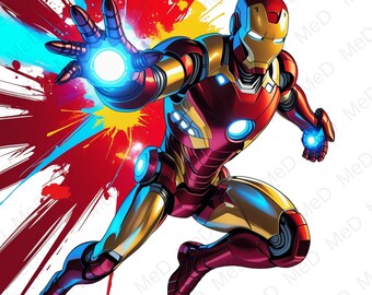 9 PNG Watercolor Superheroes: Splash Art & T-Shirt Designs (Digital Download)