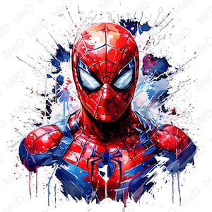 9 PNG  Superheroes , Watercolor and Splash styles, high resolution PNG files for t-shirts, posters, mugs and more, instant download