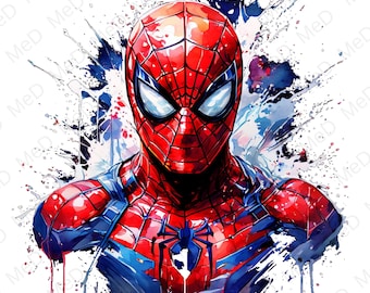 9 PNG Aquarell Superhelden: Splash Art & T-Shirt Designs (Digitaler Download)