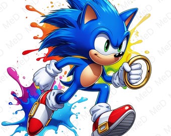6PNG Watercolor Cartoon Hero: Splash Art for T-shirts & Mugs (Digital Download)