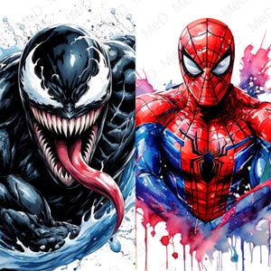 6 PNG  Superheroes, Watercolor and Splash styles, high resolution PNG files for t-shirts, posters, mugs and more, instant download