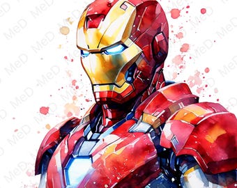 9 PNG Aquarell Superhelden: Splash Art & T-Shirt Designs (Digitaler Download)