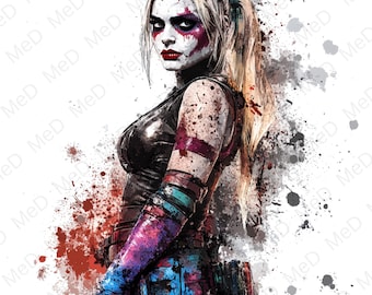 6 PNG Watercolor Superheroes: Splash Art & T-Shirt Designs (Digital Download)