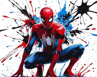 6 PNG Aquarell Superhelden: Splash Art & T-Shirt Designs (Digitaler Download)