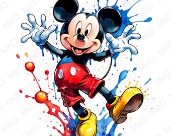 6 PNG Watercolor Cartoon Hero: Splash Art for T-shirts & Mugs (Digital Download)