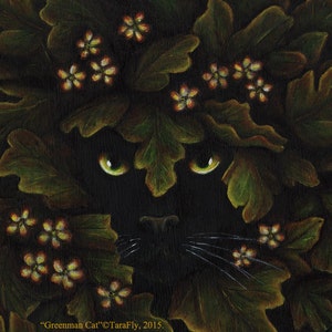 Greenman Cat Spirit of the Forest Fantasy Fine Art Print image 1