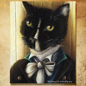 Mr Darcy Tuxedo Cat, Pride and Prejudice Fine Art Print image 1