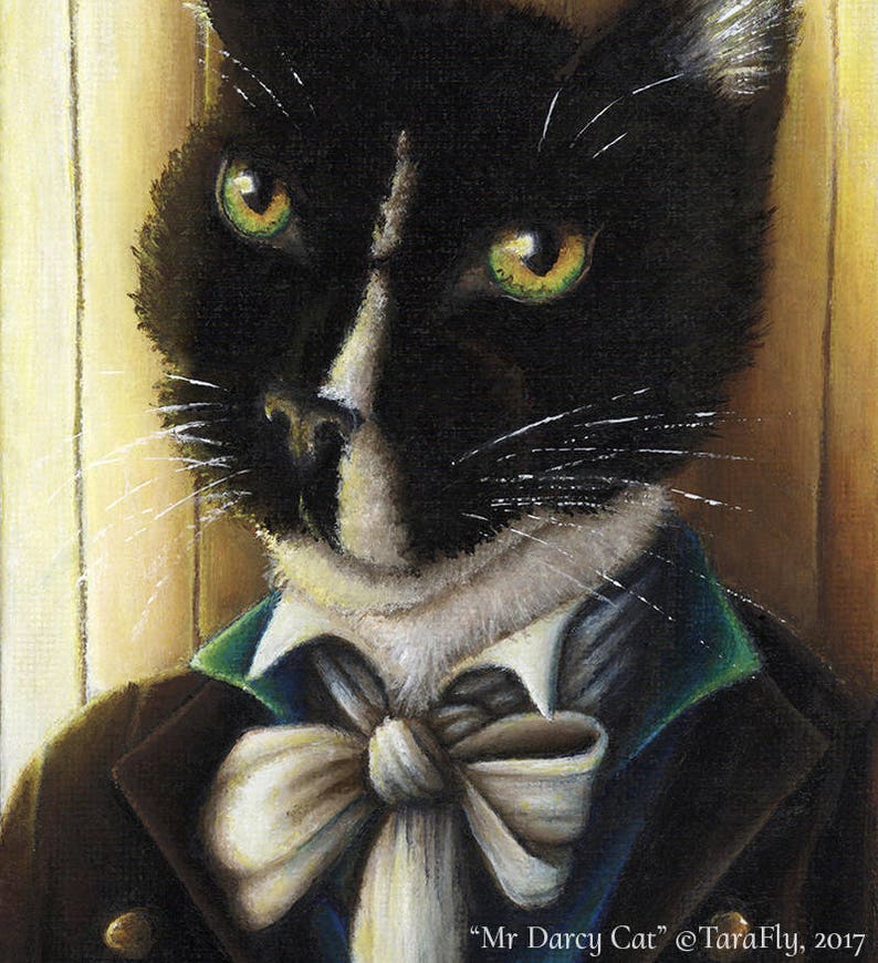 Mr Darcy Tuxedo Cat, Pride and Prejudice Fine Art Print image 2