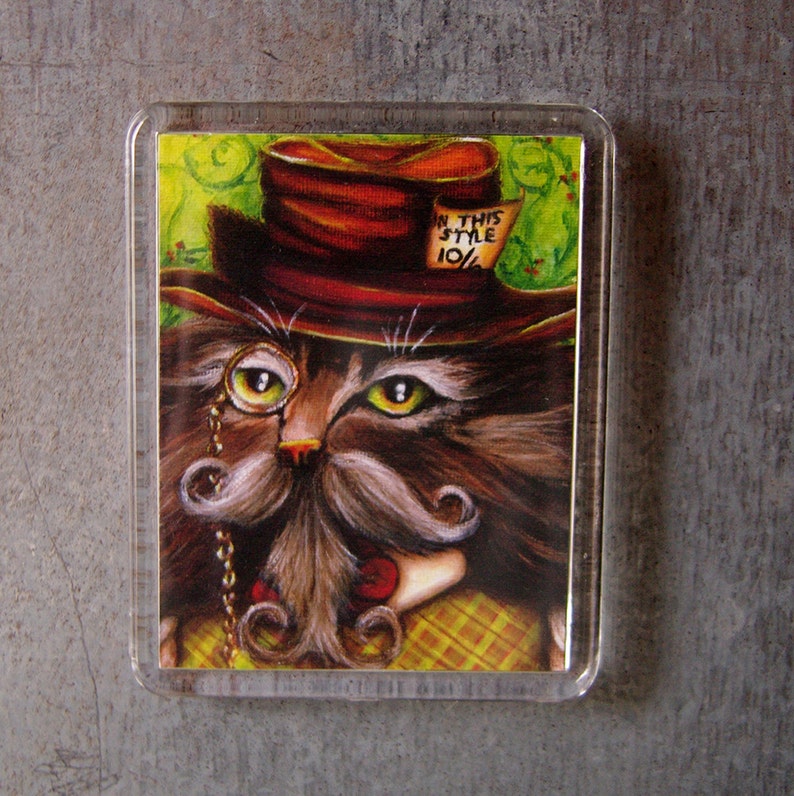 Cappellaio Matto Gatto Magnete Alice Nel Paese Delle Etsy