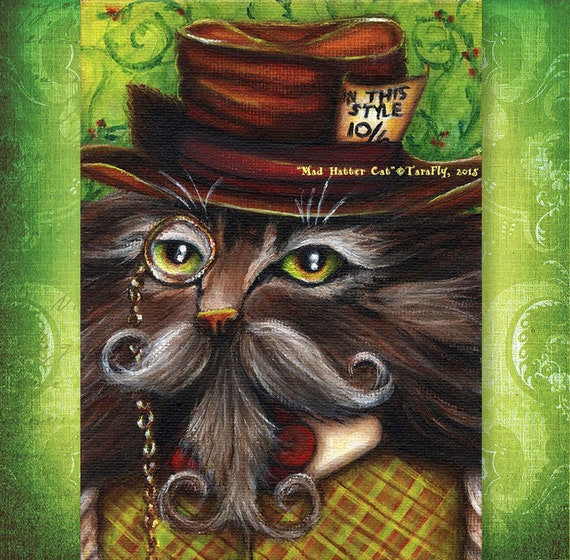 Szalony Kapelusznik Kot Alicja W Krainie Czarów Fantasy Kot Etsy