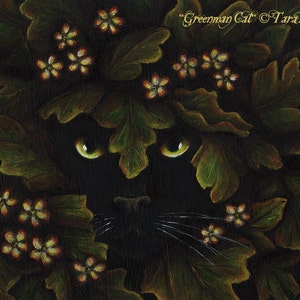 Greenman Cat Spirit of the Forest Fantasy Fine Art Print image 2
