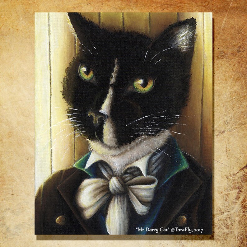 Mr Darcy Tuxedo Cat, Pride and Prejudice Fine Art Print image 1