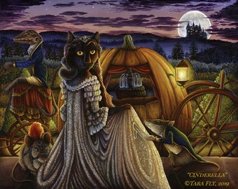 Cinderella Cat Pumpkin Carriage Fairy Tale Fine Art Print