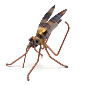 Hand-Brazed Metal Mosquito Figurine: Desk Accessory, USA Made