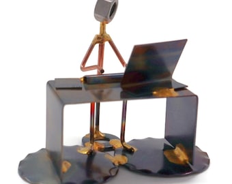 Software Developer Gift Unique Programmer Sculpture Scrap Metal Figurine Handmade Metal Art Recycled Decor Gift for Software Engineer