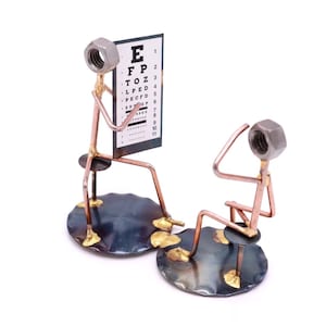 Handmade Metal Art Optometrist Figurine: Eye Doctor Office Decor Gift