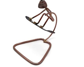 Handmade Metal Snowboarder Sculpture: Desk Decor, Trophy