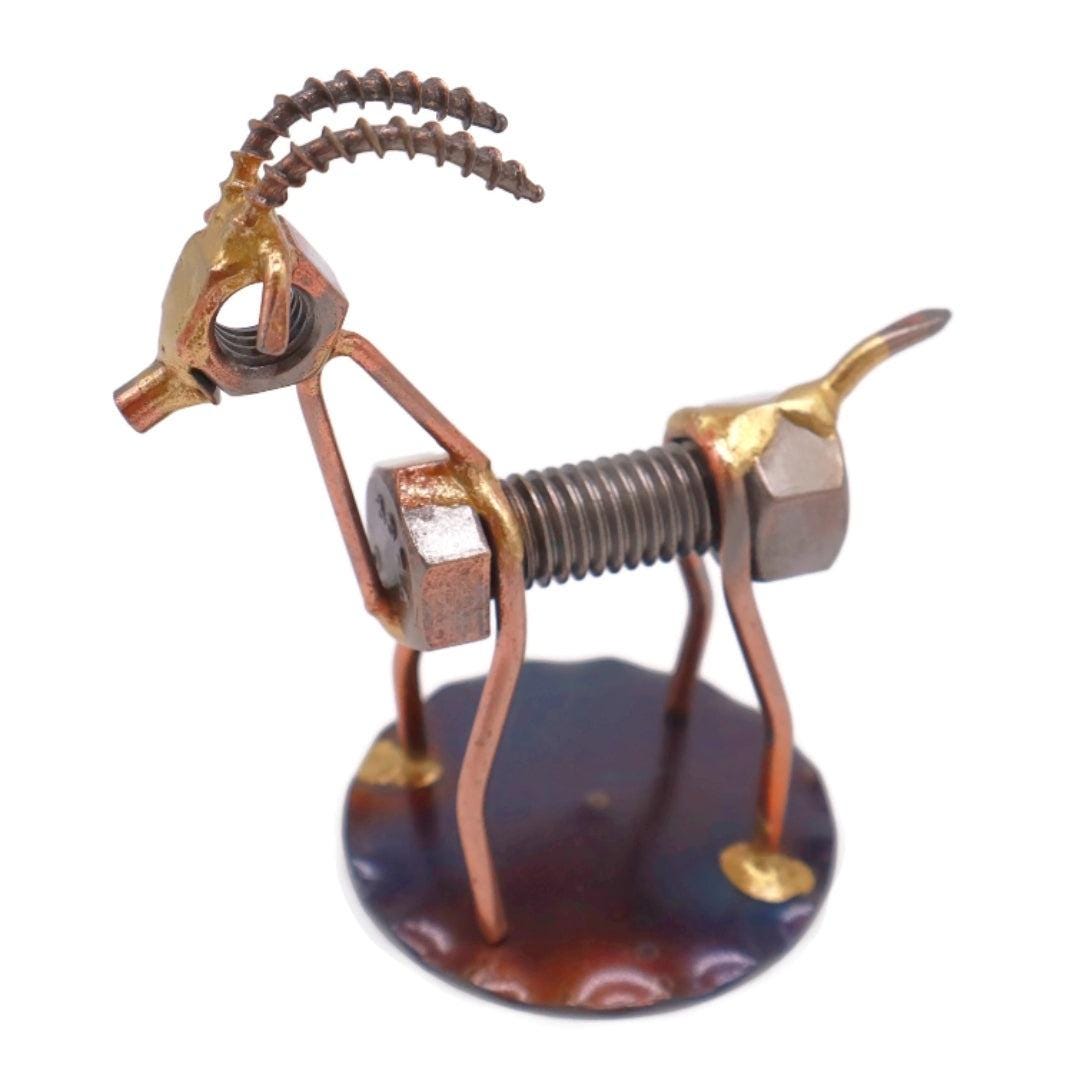 Hand-brazed Metal Goat Figurine: Business Card Holder, USA Made