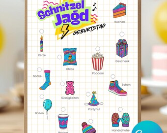 Geburtstags Schnitzeljagd für 4-8 Jahre | Indoor Schnitzeljagd sofort ausdrucken oder Canva | Innen Kinderparty Spiel