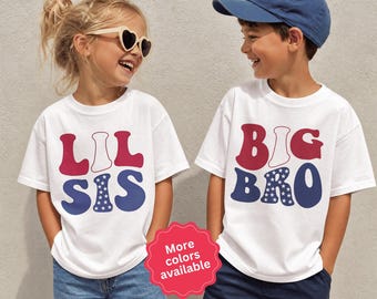 Lil Bro, Lil Sis, Big Bro, Big Sis Matching Sibling USA 250 T-Shirts, Patriotic Kids Shirt, America 250 Family Tee, 4th of July Outfit
