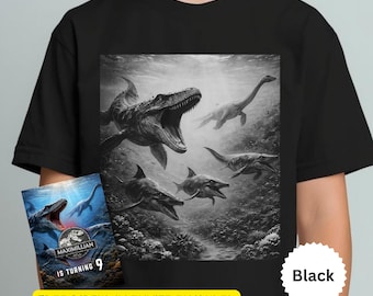 Vintage Water Dinosaur T-Shirt Kids, Retro Mosasaurus Dino Shirt, Jurassic Ocean Tee, Dinosaur Birthday Shirt + Free Canva Invite