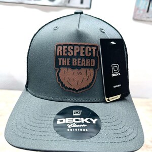 Respect The Beard Leather Patch Hat - Fun Trucker Hat