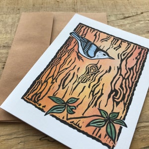 Cartes de vœux Blank Nuthatch 5-Pack avec enveloppes Kraft brunes