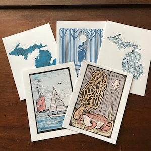 Michigan Love tarjetas de felicitación en blanco de 5 paquetes con sobres kraft marrones