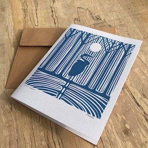 Night Heron - Paquet de 5 cartes de voeux vierges avec enveloppes kraft brunes