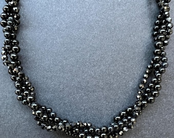 Handmade Black Onyx Triple Loop Choker: Boho Gemstone Jewelry
