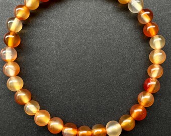 Handcrafted Red Agate Bracelet: Boho Gemstone Jewelry, 7”
