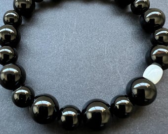 Handcrafted 7A-Grade Black Onyx Bracelet: Natural Gemstone Jewelry, 7''