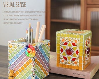 DIY Mosaic Pen Holder Kit: Arts and Crafts Home Decor (8x10cm)