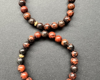 Handcrafted Gold Swan Obsidian Bracelet: Natural Gemstone Jewelry