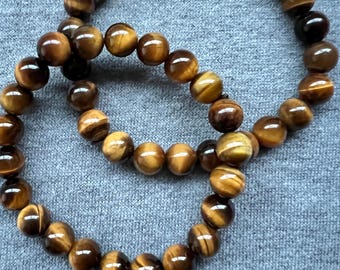 Lustrous Tiger's Eye Bracelet: Boho Gemstone Jewelry, Handmade (7'')