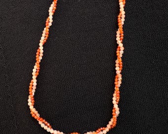 Red Agate & Sunstone Double Strand Necklace: Boho Gemstone Jewelry
