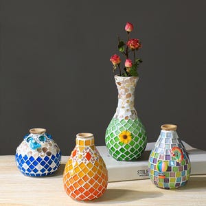DIY Mosaic Vase Kit: Arts and Crafts Gift for Adults & Kids