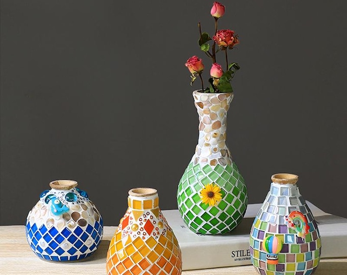 DIY Mosaic Vase Kit: Arts and Crafts Gift for Adults & Kids